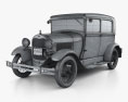 Ford Model A Tudor 1929 3Dモデル wire render