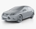 Ford Focus セダン 2013 3Dモデル clay render
