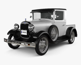Ford Model A Pickup Closed Cab 1928 3D модель