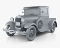 Ford Model A Pickup Closed Cab 1928 Modelo 3D clay render