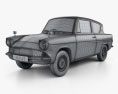Ford Anglia 105e 2 puertas Saloon 1967 Modelo 3D wire render