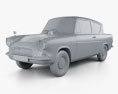 Ford Anglia 105e 2 porte Saloon 1967 Modello 3D clay render