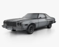 Ford Gran Torino ハードトップ 1974 3Dモデル wire render