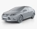 Ford Focus 轿车 Titanium 2015 3D模型 clay render