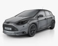 Ford Focus ST 2015 3d model wire render