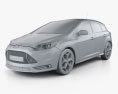 Ford Focus ST 2015 3d model clay render