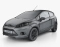 Ford Fiesta 掀背车 3门 (EU) 2012 3D模型 wire render