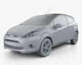 Ford Fiesta ハッチバック 3ドア (EU) 2012 3Dモデル clay render