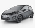 Ford Fiesta Fließheck 3-Türer (US) 2012 3D-Modell wire render