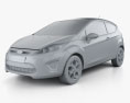 Ford Fiesta 해치백 3도어 (US) 2012 3D 모델  clay render