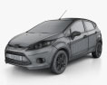 Ford Fiesta 掀背车 5门 (EU) 2012 3D模型 wire render