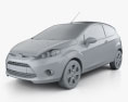Ford Fiesta Van 2012 3d model clay render