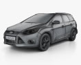 Ford Focus Wagon 2014 3d model wire render