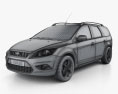 Ford Focus estate 2011 3D模型 wire render