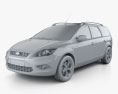 Ford Focus estate 2011 3D 모델  clay render