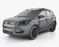 Ford Escape с детальным интерьером 2016 3D модель wire render