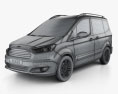 Ford Tourneo Courier 2016 3D 모델  wire render