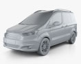 Ford Tourneo Courier 2016 3D 모델  clay render