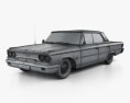 Ford Galaxie 500 ハードトップ 1963 3Dモデル wire render