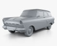 Ford Taunus P2 17M kombi 1957 3D 모델  clay render