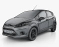 Ford Fiesta Zetec 5门 掀背车 2012 3D模型 wire render