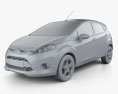 Ford Fiesta Zetec 5门 掀背车 2012 3D模型 clay render