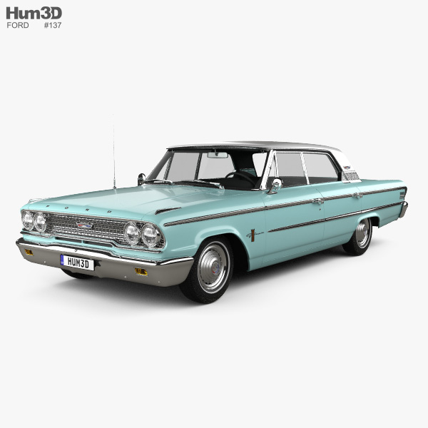 Ford Galaxie 500 hardtop with HQ interior 1963 3D model