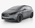 Ford S-Max 2014 3D 모델  wire render