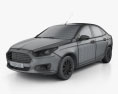 Ford Escort 2017 3D 모델  wire render