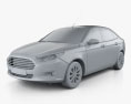 Ford Escort 2017 3d model clay render