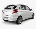 Ford Ka 2017 3D 모델  back view
