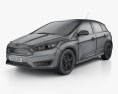 Ford Focus hatchback 2017 3d model wire render