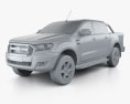 Ford Ranger Cabina Doble 2017 Modelo 3D clay render