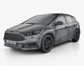Ford Focus ST 2018 3Dモデル wire render