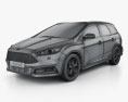 Ford Focus turnier ST 2017 3D模型 wire render