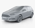 Ford Focus turnier ST 2017 3D модель clay render
