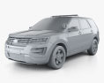 Ford Explorer 警察 Interceptor Utility 2019 3D模型 clay render