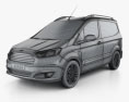 Ford Transit Courier 2018 3D模型 wire render