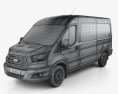 Ford Transit Minibus 2017 3D模型 wire render