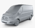 Ford Transit Minibus 2017 3D 모델  clay render