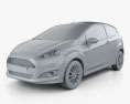 Ford Fiesta Van 2016 3d model clay render