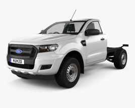3D model of Ford Ranger Single Cab Chassis XL 2018