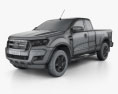 Ford Ranger Super Cab XLT 2018 3D 모델  wire render