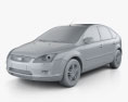 Ford Focus 5도어 해치백 2007 3D 모델  clay render