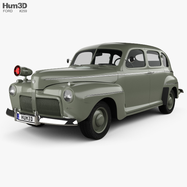 Ford V8 Super Deluxe Tudor 세단 Army Staff Car 1942 3D 모델 