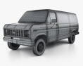 Ford E-Series Econoline Cargo Van 1991 3D 모델  wire render