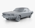 Ford Mustang Hard-top 1968 Modello 3D clay render