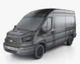 Ford Transit Carrinha de Passageiros L2H3 2017 Modelo 3d wire render