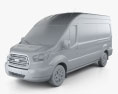 Ford Transit Пасажирський фургон L2H3 2017 3D модель clay render