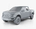 Ford F-150 Super Crew Cab Raptor 2018 3D模型 clay render